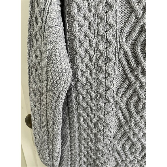 NWOT Aran Crafts Merino Wool Sweater Womens Grey Cardigan Ireland Long Cable S - Picture 10 of 10